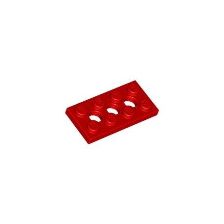 Lochplatte 2x4 mit 3 Pinlöchern, rot