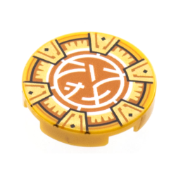 Kachel / Fliese 2x2 rund "Ninjago Core Logo", gold matt
