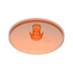 Platte 4x4 rund, zentrale Noppe, transparent fluoreszierend orange
