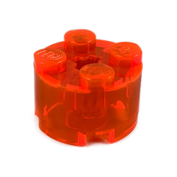 Stein 2x2 rund, transparent fluoreszierend orange