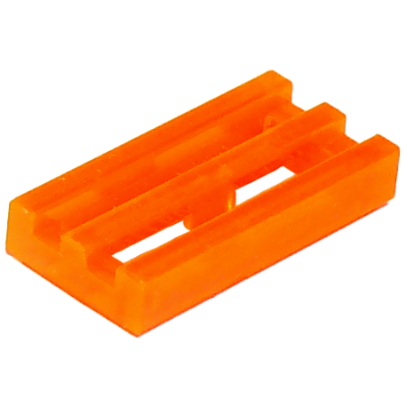 Platte 1x2 mit Gitter, transparent fluoreszierend orange