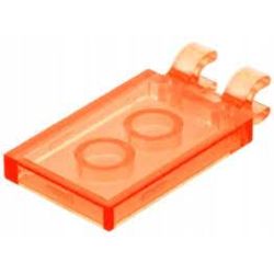 Fliese / Kachel 2x3 mit 2 horizontalen Clips, transparent fluoreszierend orange