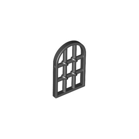 Fenster, gewundenes Gitter, 1x2x2 2/3 abgerundet, schwarz