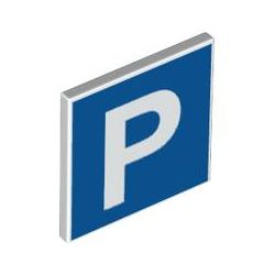 Verkehrsschild 2x2 mit Clip "Parkplatz", weiss