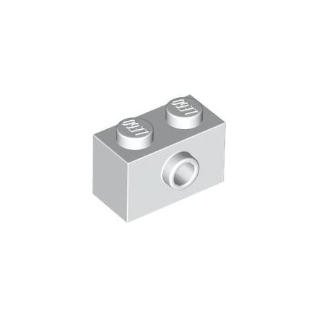 Stein 1x2 mit zentraler seitlicher Noppen, weiss
