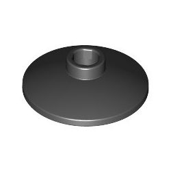 Platte 2x2 rund, zentrale Noppe, schwarz