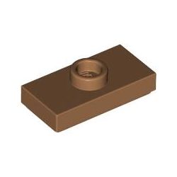 Platte 1x2 mit zentraler Noppe, hellbraun