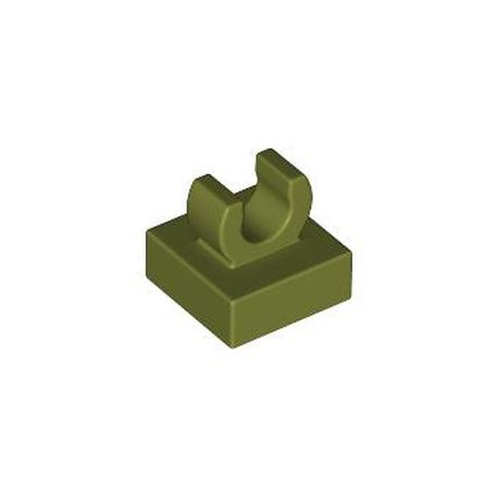 Platte 1x1 mit Clip oben, olivgrün