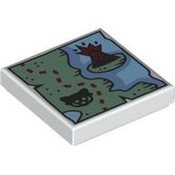 Kachel / Fliese 2x2 "Dschungelkarte", weiss