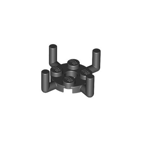 Platte 2x2 rund mit 4 Haltestangen, schwarz