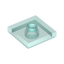 Platte 2x2 mit zentraler Noppe, transparent hellblau