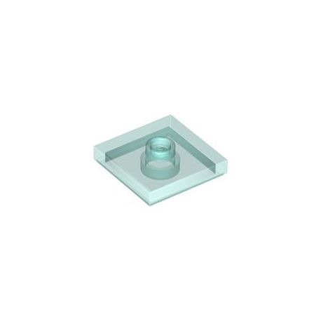 Platte 2x2 mit zentraler Noppe, transparent hellblau