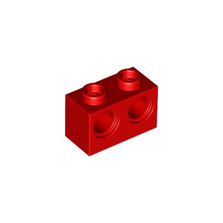Lochstein 1 x 2 mit 2 Pinloechern, rot