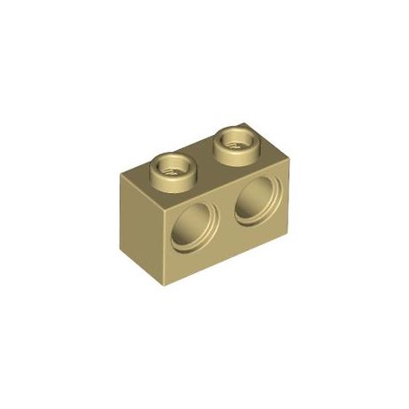 Lochstein 1 x 2 mit 2 Pinloechern, beige