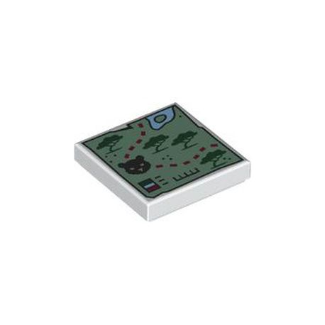 Kachel / Fliese 2x2 "Dschungelkarte II", weiss