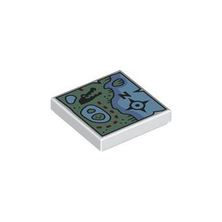 Kachel / Fliese 2x2 "Dschungelkarte III", weiss