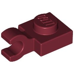 Platte 1x1 mit horizontalem Clip, dunkelrot