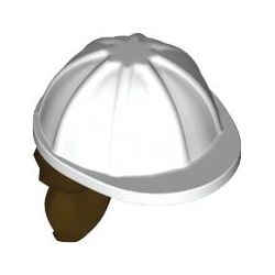 Bauarbeiterhelm mit dunkelbraunem Haarteil, weiss