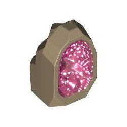 Fels mit transparent pinkem Kristall, dunkelbeige