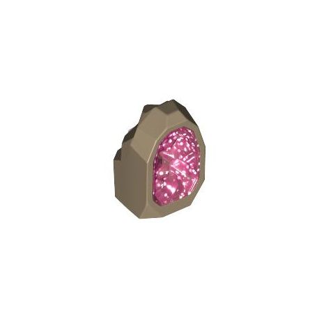 Fels mit transparent pinkem Kristall, dunkelbeige