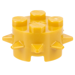 Stein 2x2 rund mit Zacken, gold matt