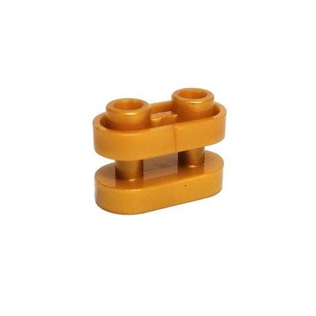 Stein 1x2 mit Stangen, abgerundete Ecken, gold matt