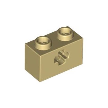 Lochstein 1x2 mit Achsloch, beige
