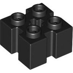 Stein 2x2 mit 4 Kerben, schwarz