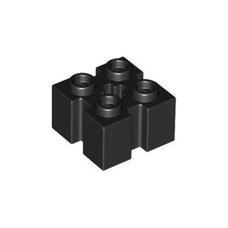 Stein 2x2 mit 4 Kerben, schwarz