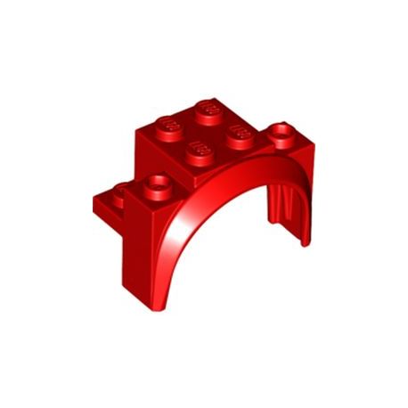 Stein 2x2 mit Kotflügel 2x4x2 1/3, rot