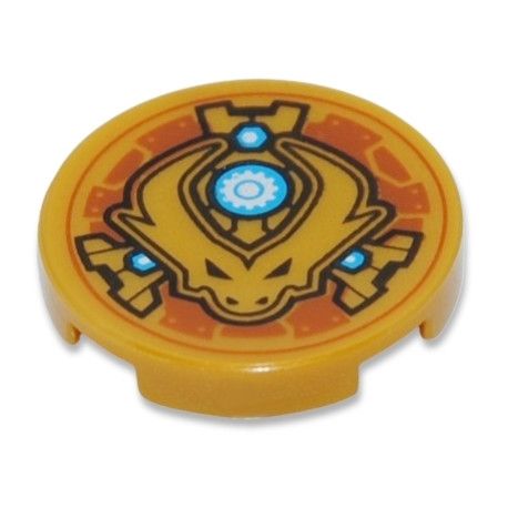 Kachel / Fliese 2x2 rund "Drachenkopf", gold matt