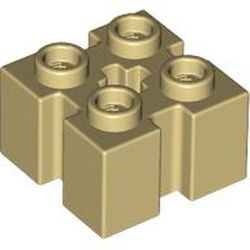 Stein 2x2 mit 4 Kerben, beige