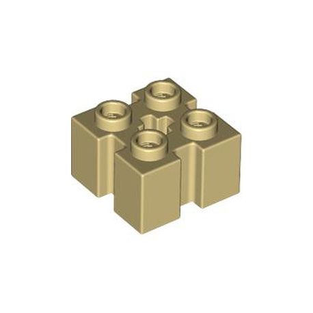 Stein 2x2 mit 4 Kerben, beige
