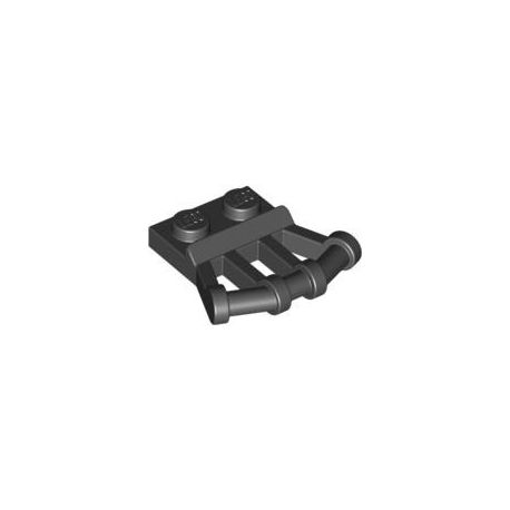 Platte 1x2 mit 3 Griffen, schwarz