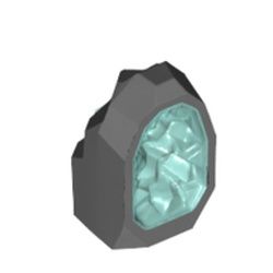 Fels mit transparent hellblauem Kristall, dunkelgrau