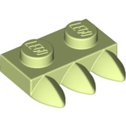 Platte 1x2 mit 3 Zähnen, gelbgrün