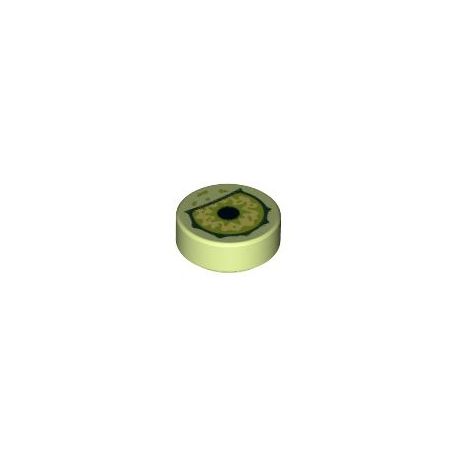 Kachel / Fliese 1x1 rund "Monsterauge", gelbgrün
