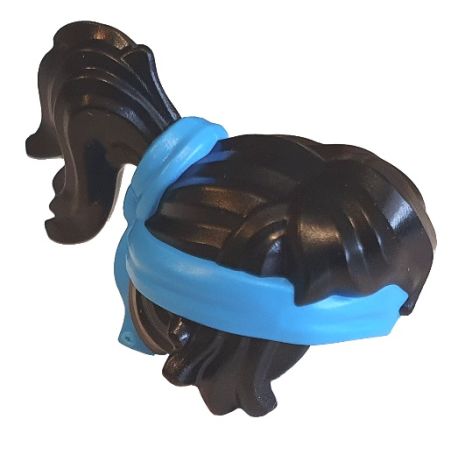 Haare halblang, Haarband dunkelazur, Pferdeschwanz, schwarz