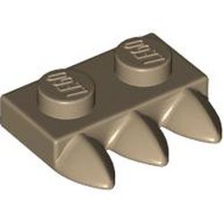 Platte 1x2 mit 3 Zähnen, dunkelbeige
