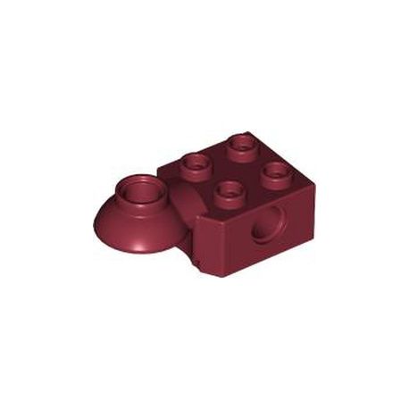 Stein 2x2 mit horizontalem Gelenksockel, dunkelrot