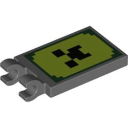 Fliese / Kachel 2x3 mit 2 horizontalen Clips "Minecraft Zombie Banner", dunkelgrau
