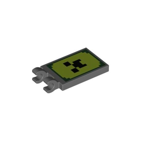 Fliese / Kachel 2x3 mit 2 horizontalen Clips "Minecraft Zombie Banner", dunkelgrau