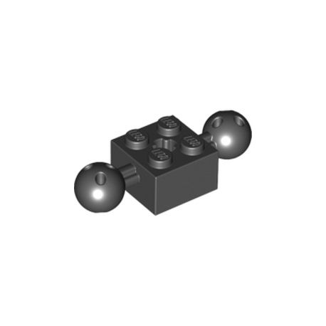 Stein 2x2 mit 2 Kugelköpfen, schwarz
