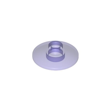 Platte 2x2 rund, zentrale Noppe, transparent violett