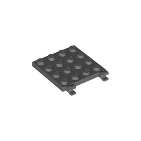 Platte 4x4 mit 2 horizontalen Clips, dunkelgrau