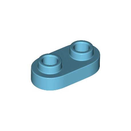 Platte 1x2 abgerundete Ecken, azurblau