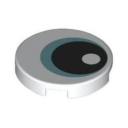 Kachel / Fliese 2x2 rund "Auge mit metallblauer Iris", weiss