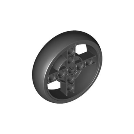 Felge mit Achsloch (fixierter Reifen) 56mm x 14mm, schwarz
