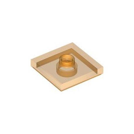 Platte 2x2 mit zentraler Noppe, transparent orange