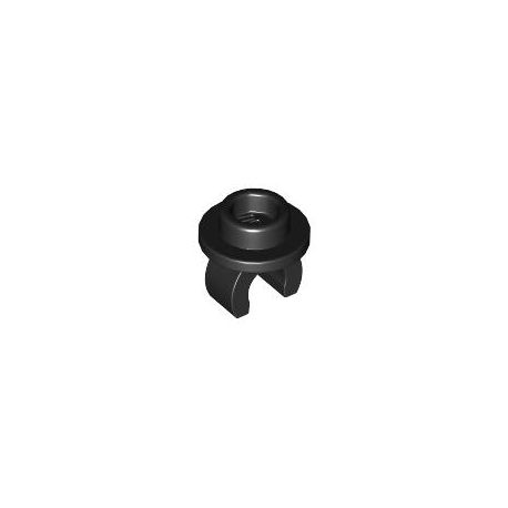 Platte 1x1 rund, Clip unten, schwarz